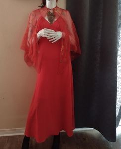 Vintage 70s Women's Red dress Sz S